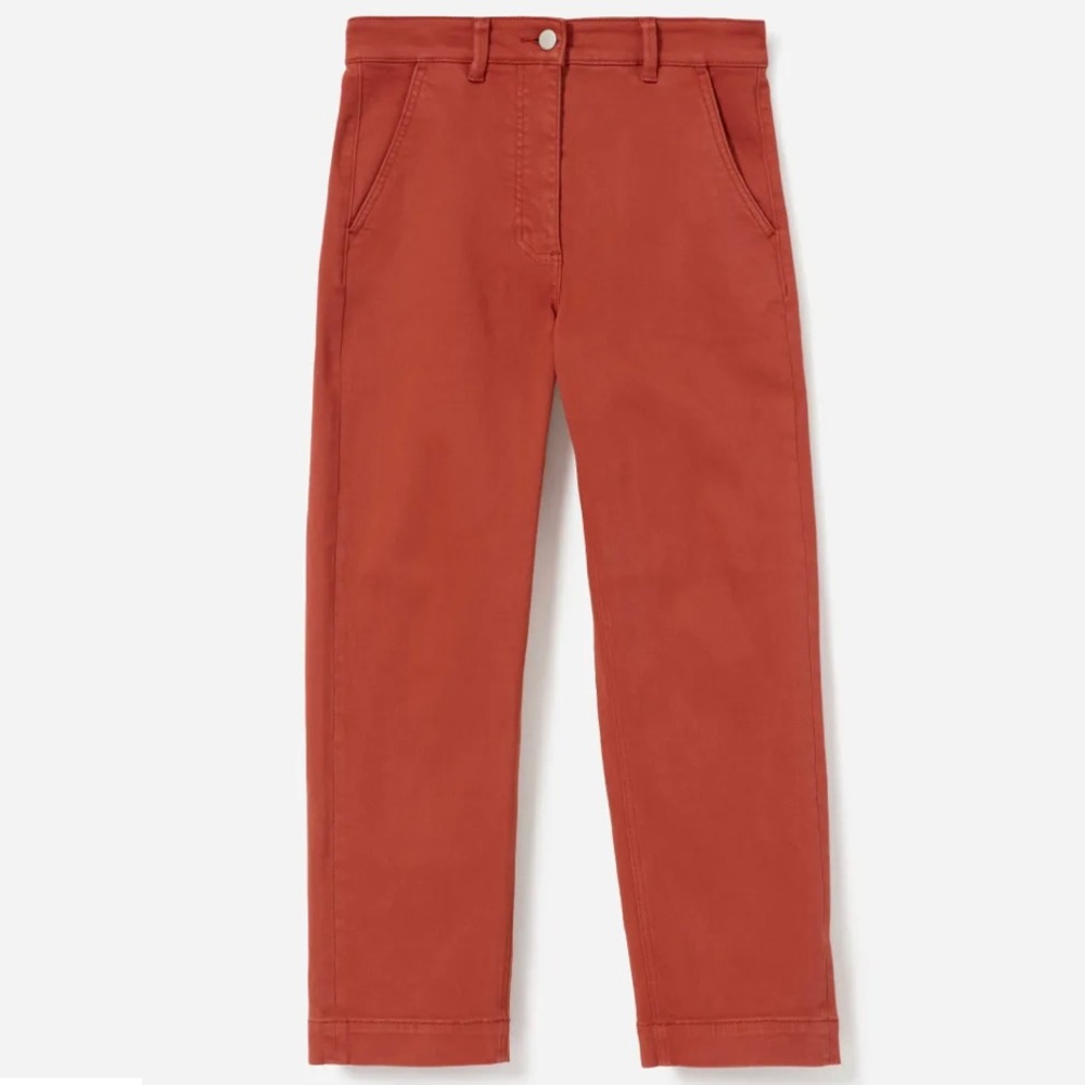 Everlane Straight Leg Cropped Pants Washed Red Sz 2
